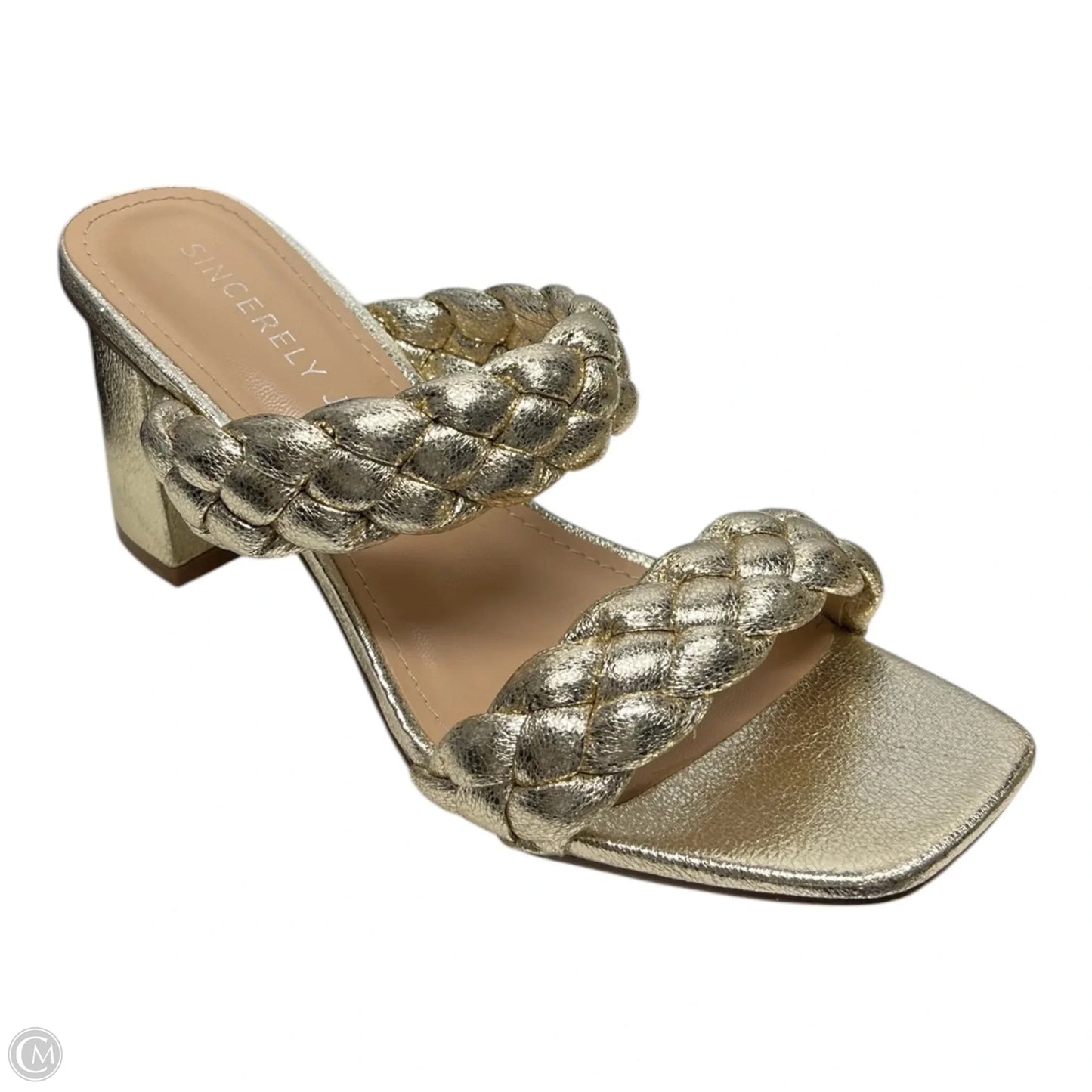 Sandals Heels Block By Sincerely Jules In Gold, Size: 6.5