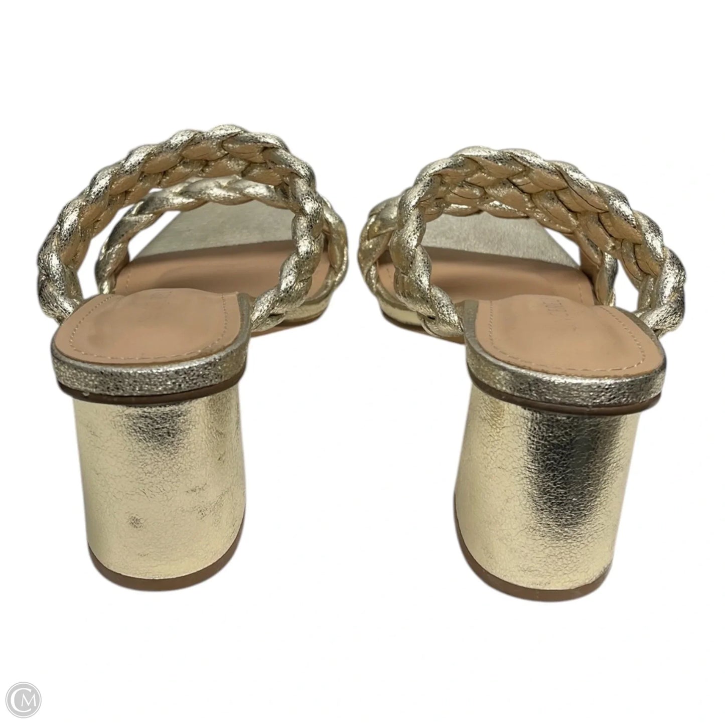 Sandals Heels Block By Sincerely Jules In Gold, Size: 6.5
