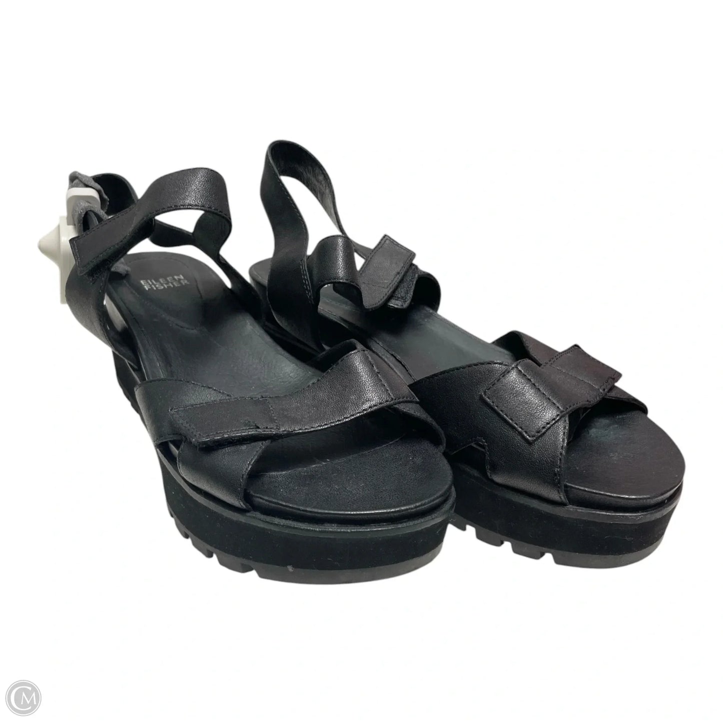 Sandals Heels Wedge By Eileen Fisher In Black, Size: 9.5