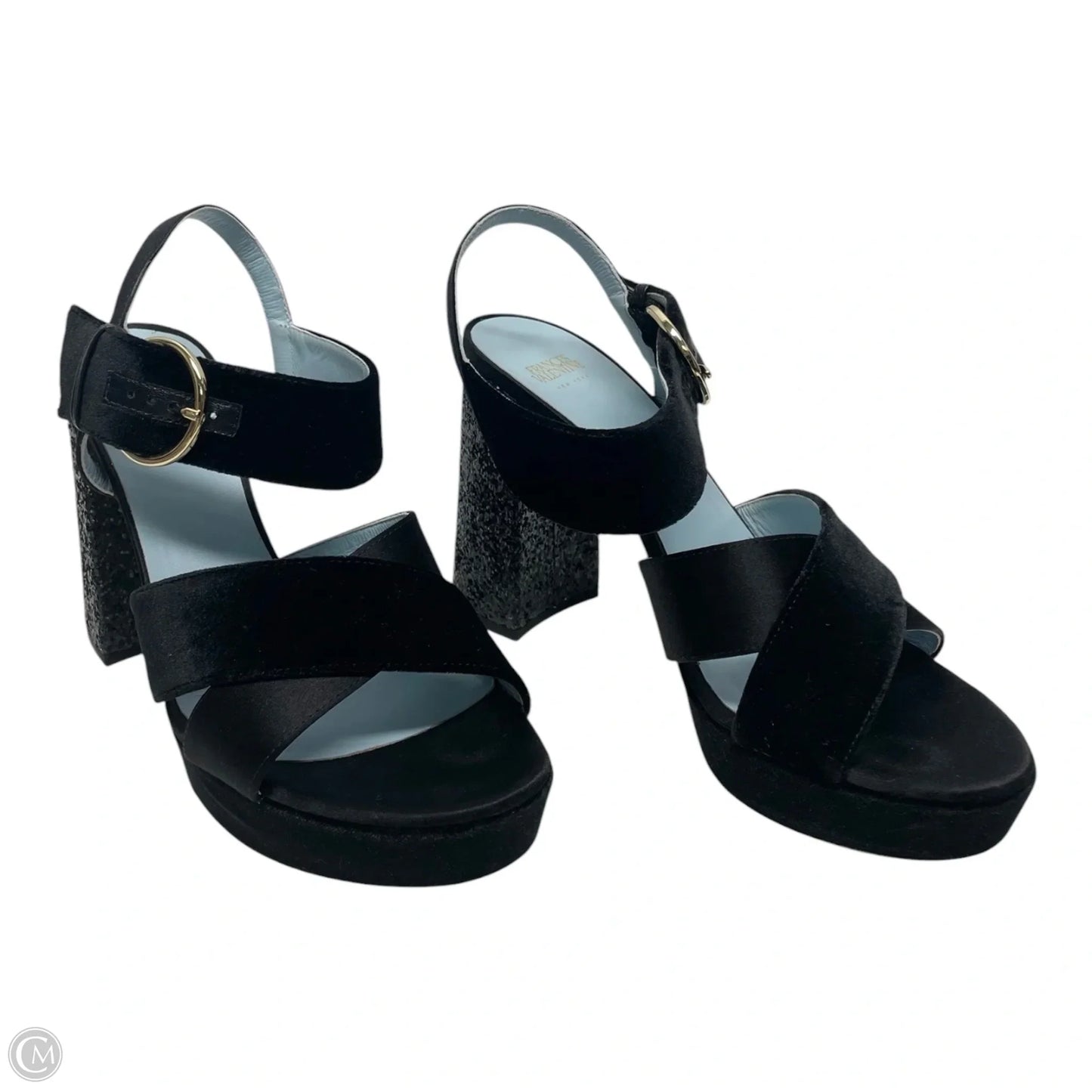 Sandals Heels Block By Franco Sarto In Black & Blue, Size: 8