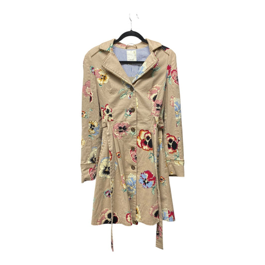 Coat Trench Coat By Anthropologie In Floral Print, Size: 10