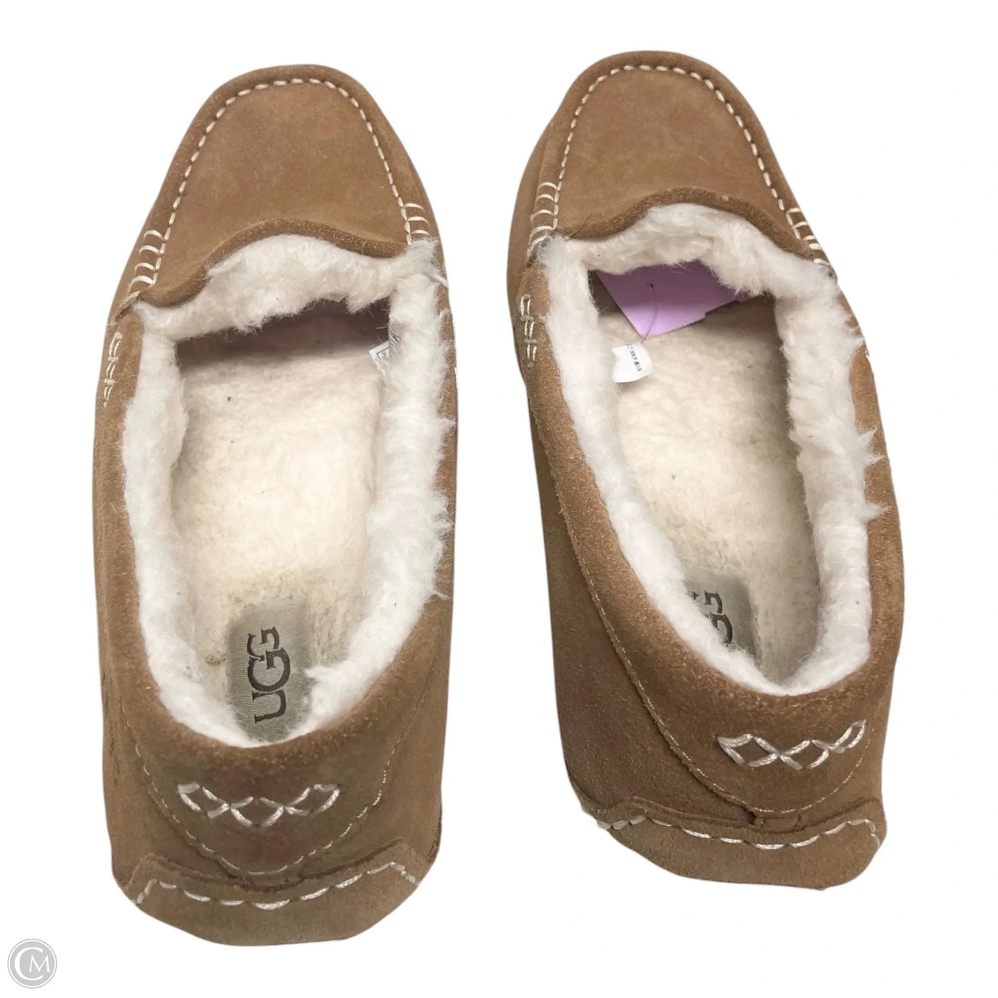 Slippers Designer By Ugg In Brown & White, Size: 7