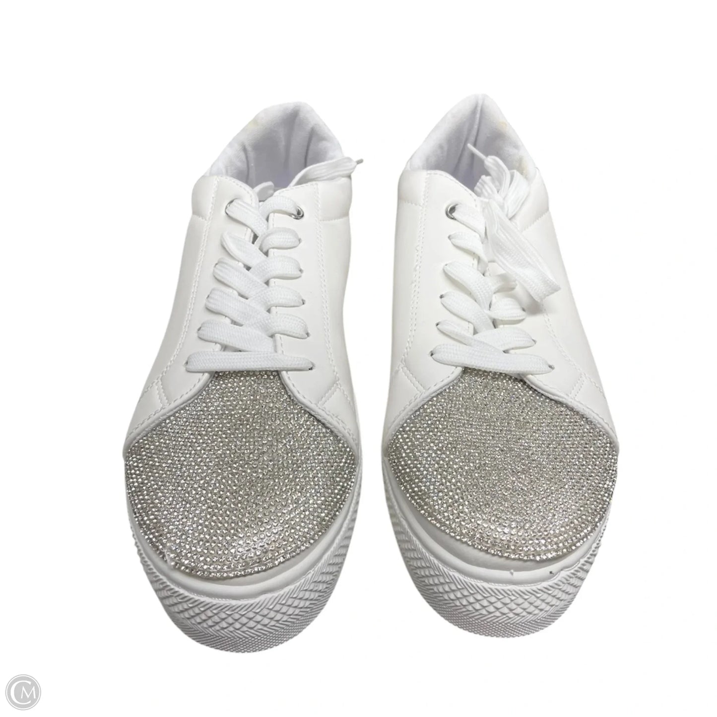 Shoes Sneakers By Qupid In Silver & White, Size: 10