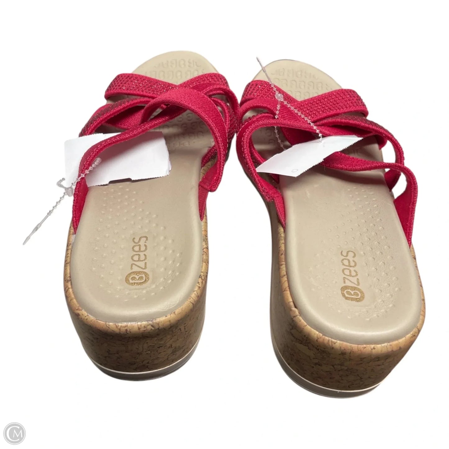 Sandals Heels Wedge By Bzees In Pink & Tan, Size: 8