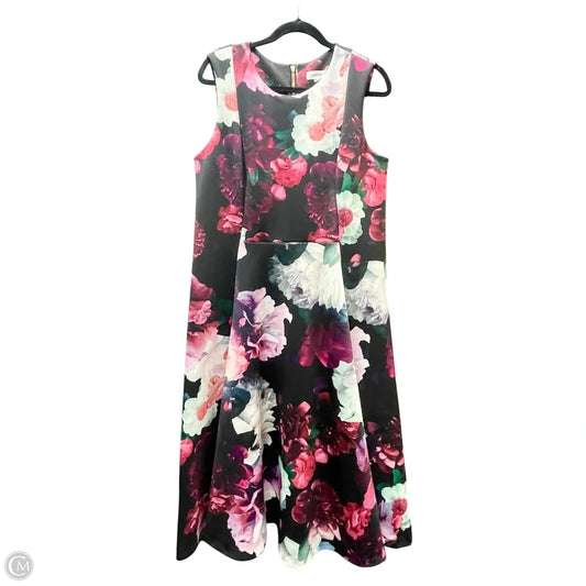 Dress Party Midi By Calvin Klein In Floral Print, Size: 14