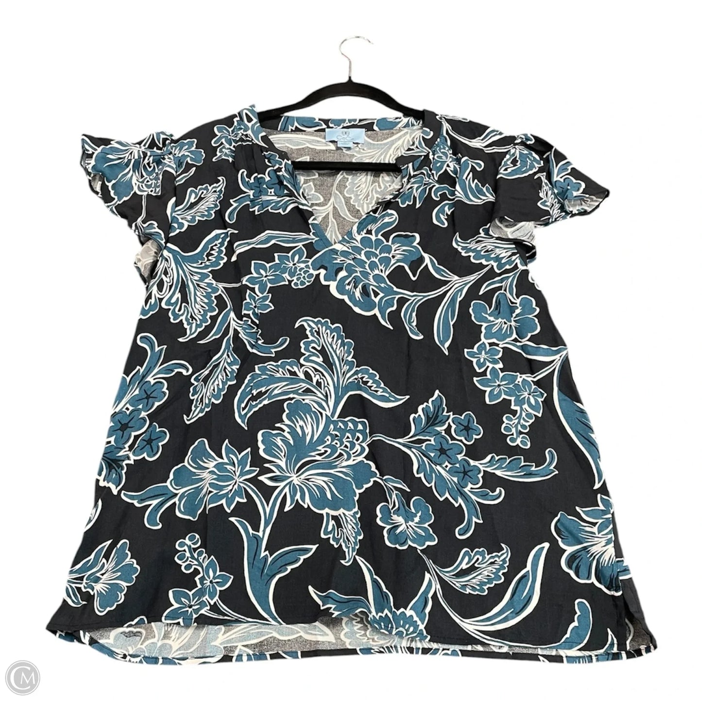 Blouse Short Sleeve By Cece In Floral Print, Size: Xl