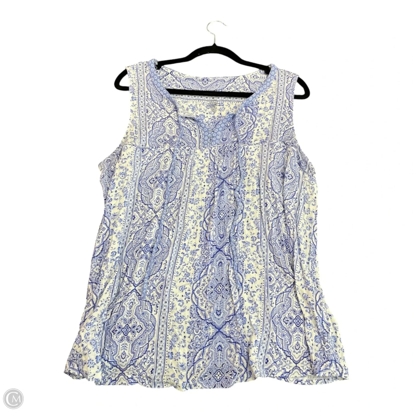 Top Sleeveless By Croft And Barrow In Blue & White, Size: Xl
