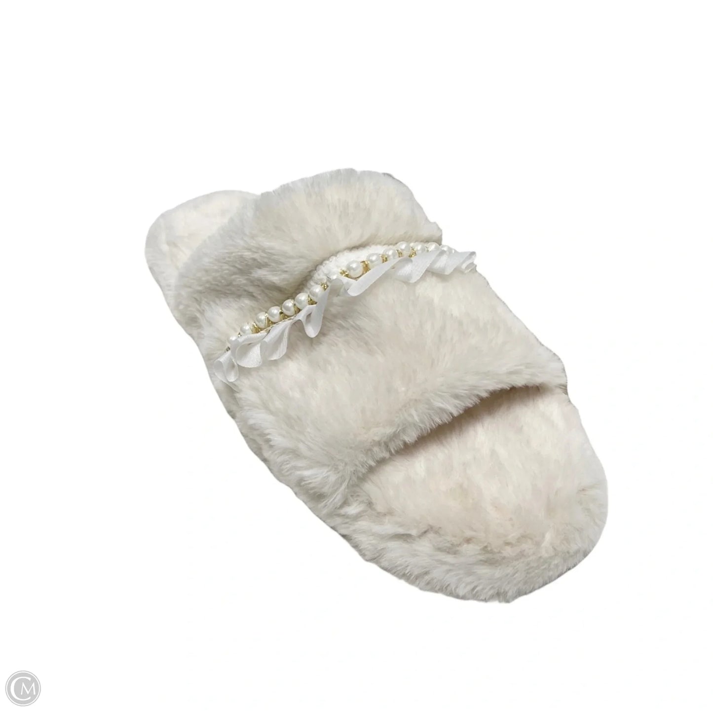 Slippers By Clothes Mentor In Cream & White, Size: 9.5