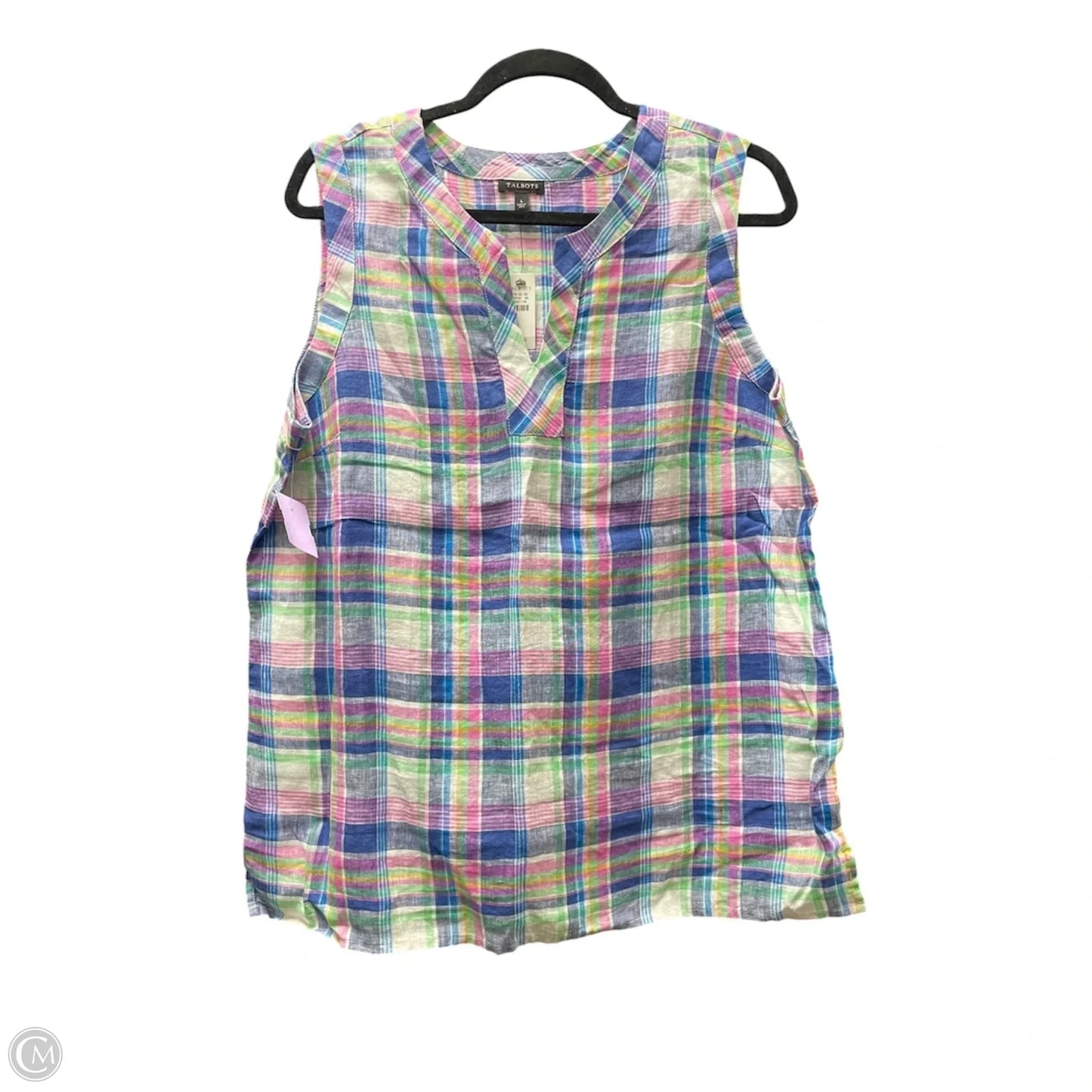 Top Sleeveless By Talbots In Plaid Pattern, Size: L