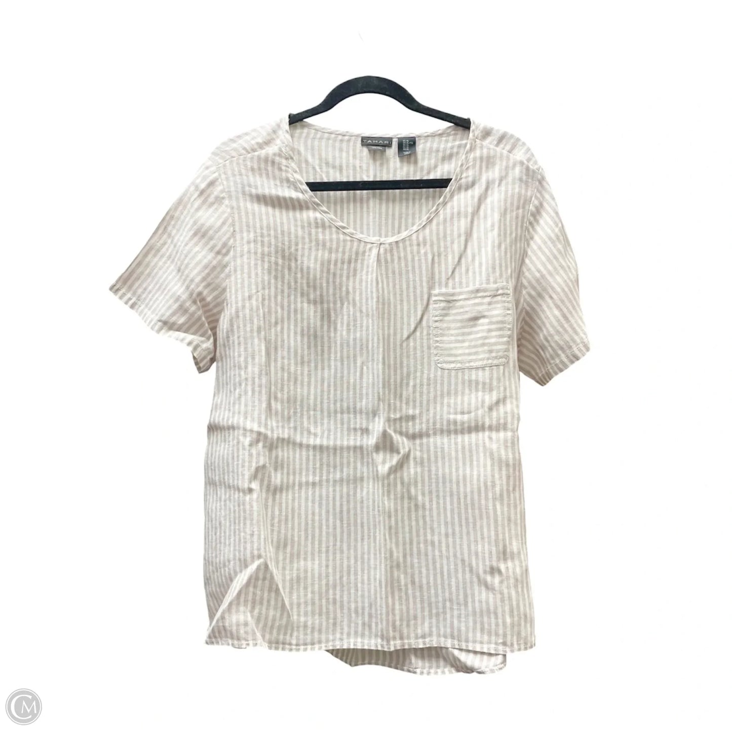 Top Short Sleeve By Tahari In Striped Pattern, Size: Xl