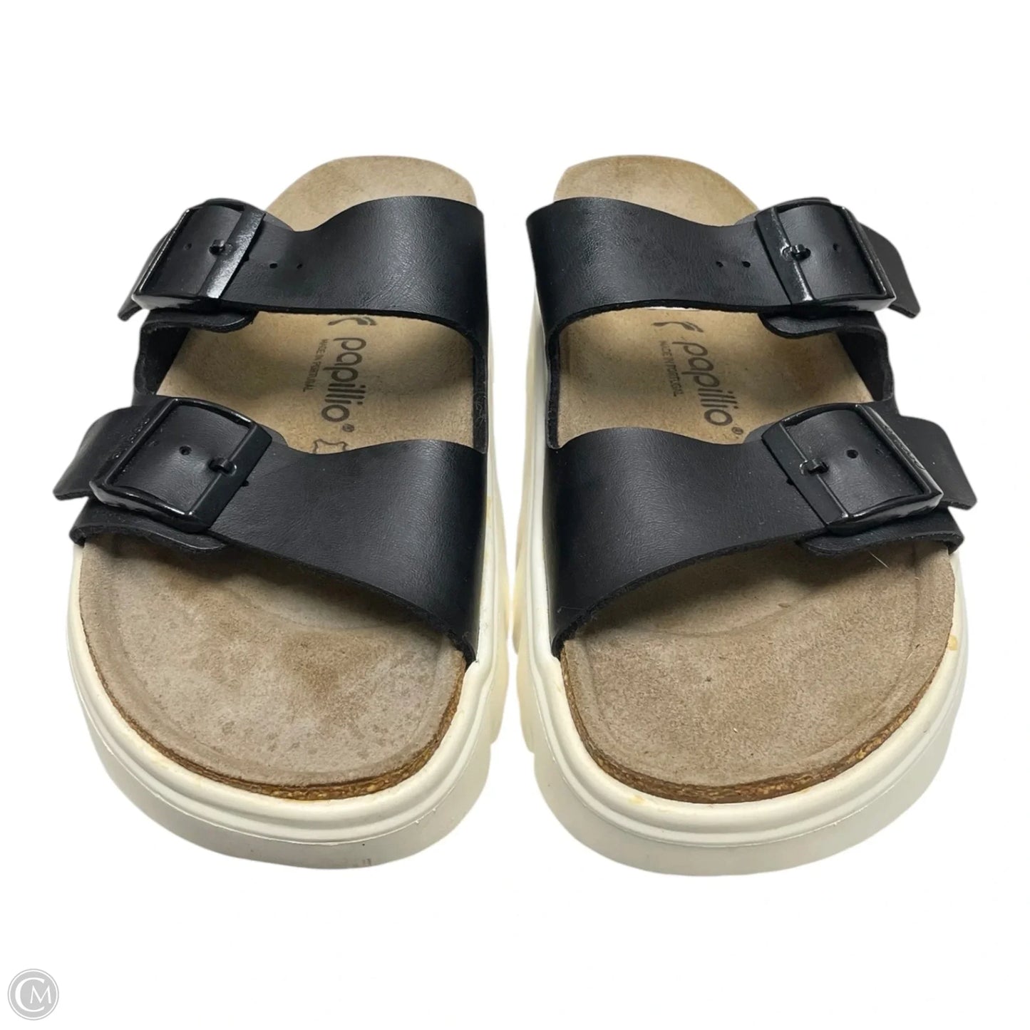 Sandals Flats By Papillion In Black & Tan, Size: 10