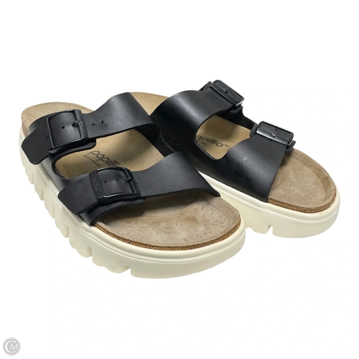 Sandals Flats By Papillion In Black & Tan, Size: 10