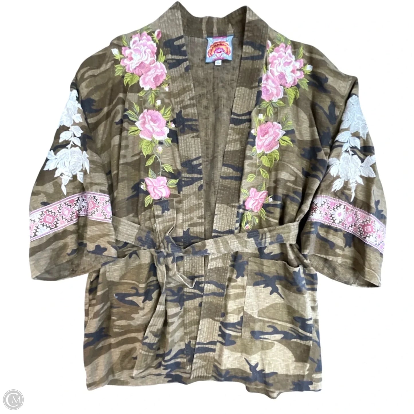 Kimono Designer By Johnny Was In Camouflage Print, Size: Xl