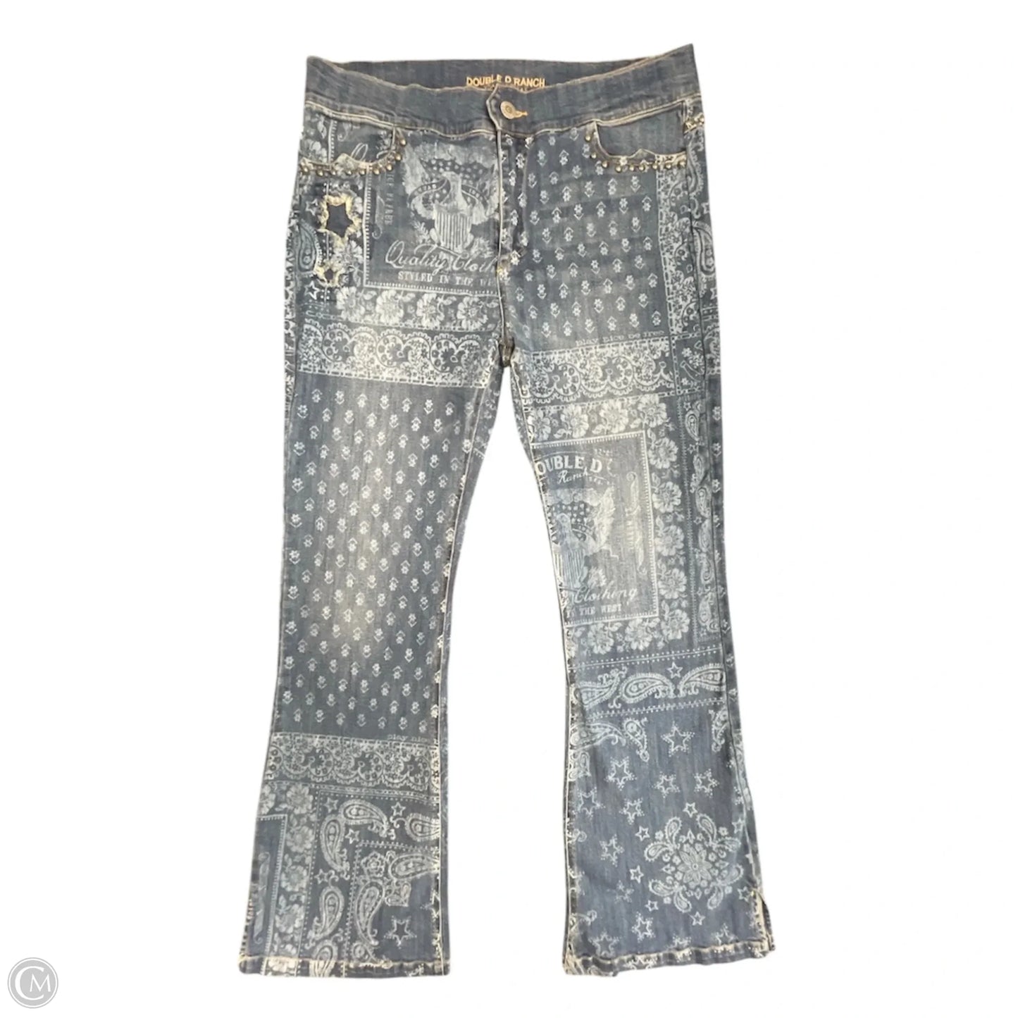 Jeans Flared By Double D Ranch In Blue Denim, Size: 18