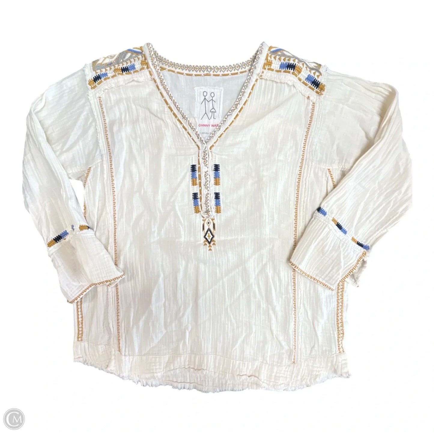 Tunic Designer By Johnny Was In Cream, Size: L