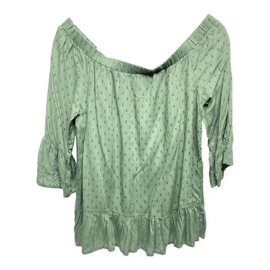 Top 3/4 Sleeve By Blue Rain In Green, Size: M