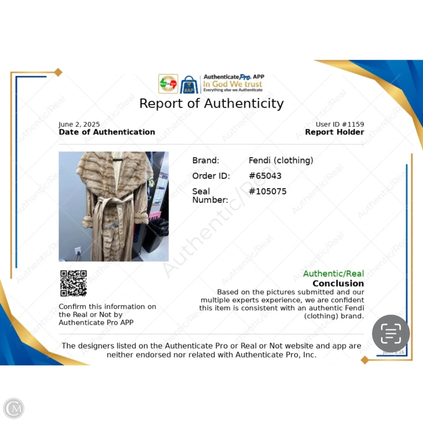 Reversible Coat Luxury Designer By Fendi In Tan, Size: M/L