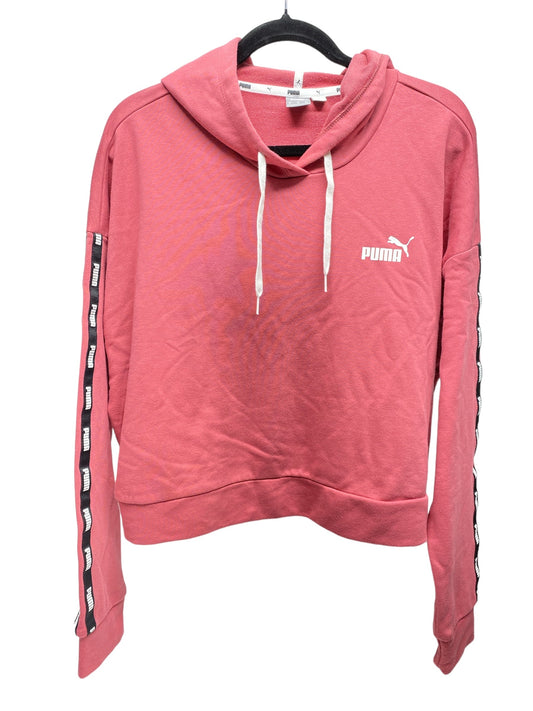 Athletic Top Long Sleeve Hoodie By Puma In Pink, Size: Xl