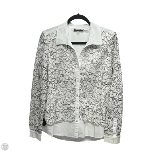Top Long Sleeve Designer By Karl Lagerfeld In Black & White, Size: M