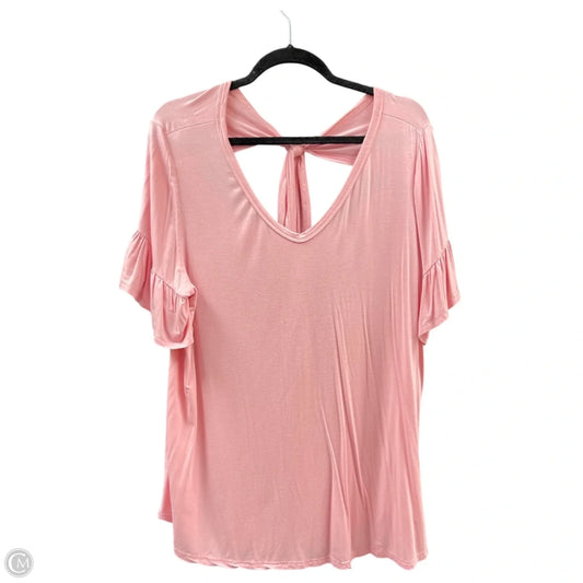 Top Short Sleeve By Emerald In Pink, Size: 1x
