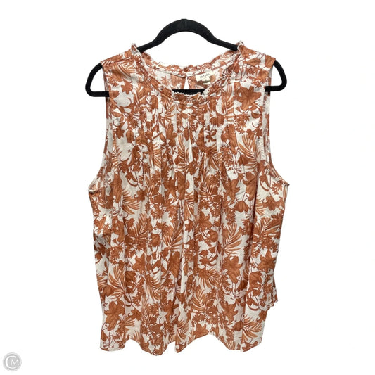 Top Sleeveless By Ana In Brown & White, Size: 1x