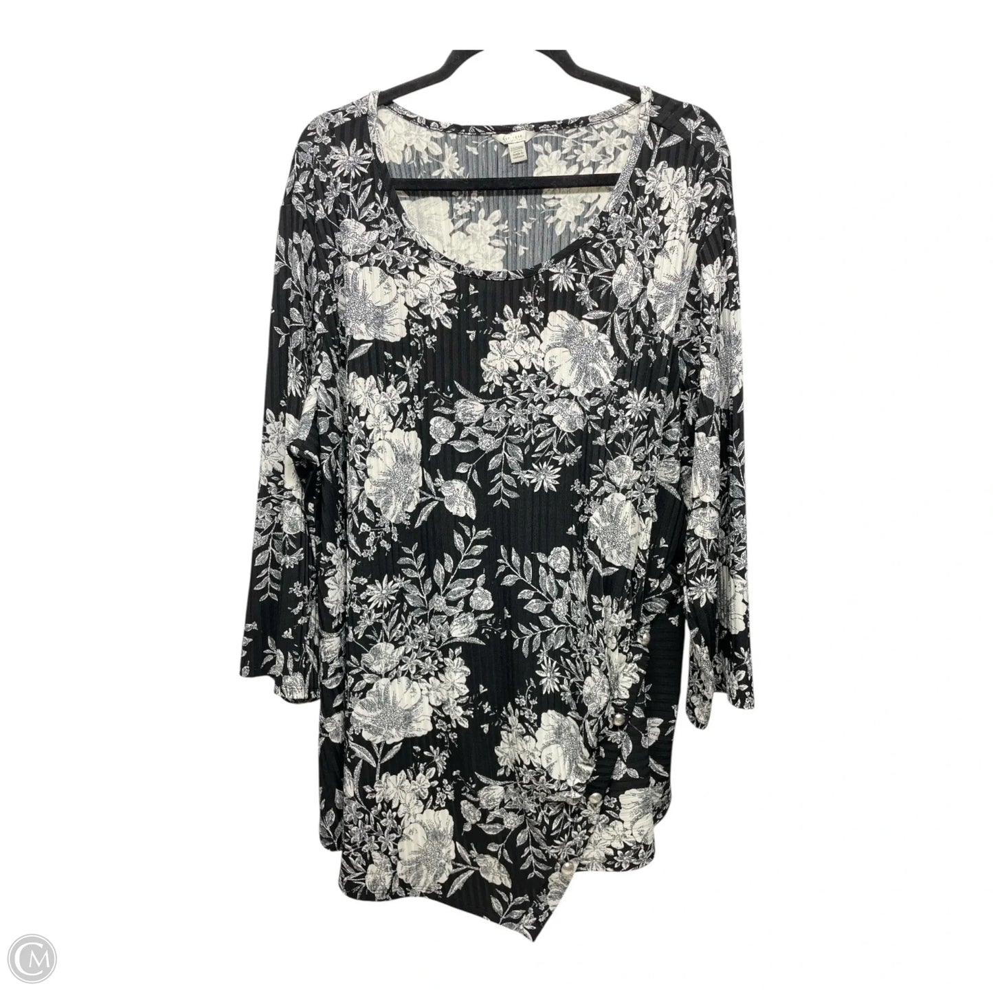 Top Long Sleeve By Cato In Black & White, Size: 3x