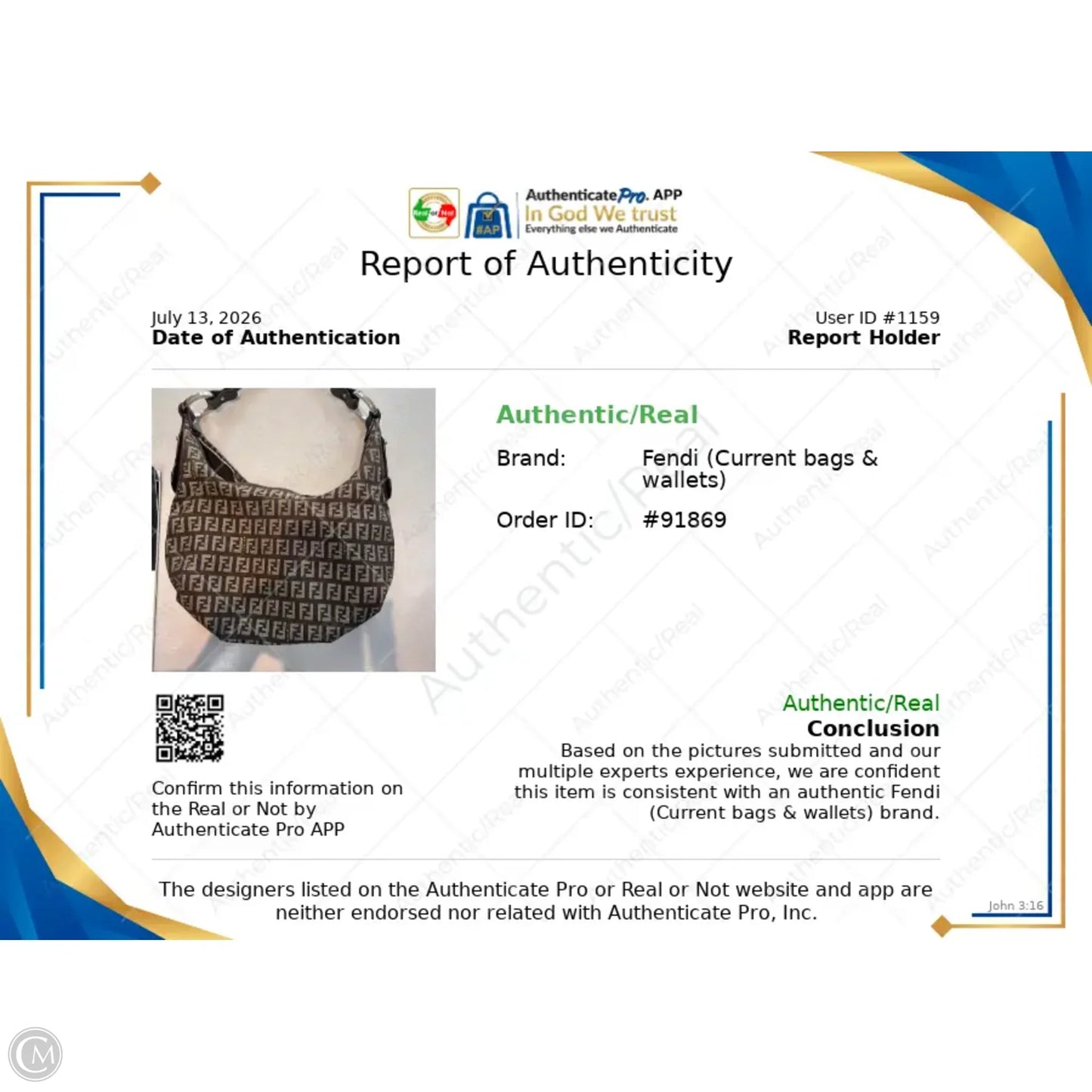 Handbag Luxury Designer By Fendi, Size: Small
