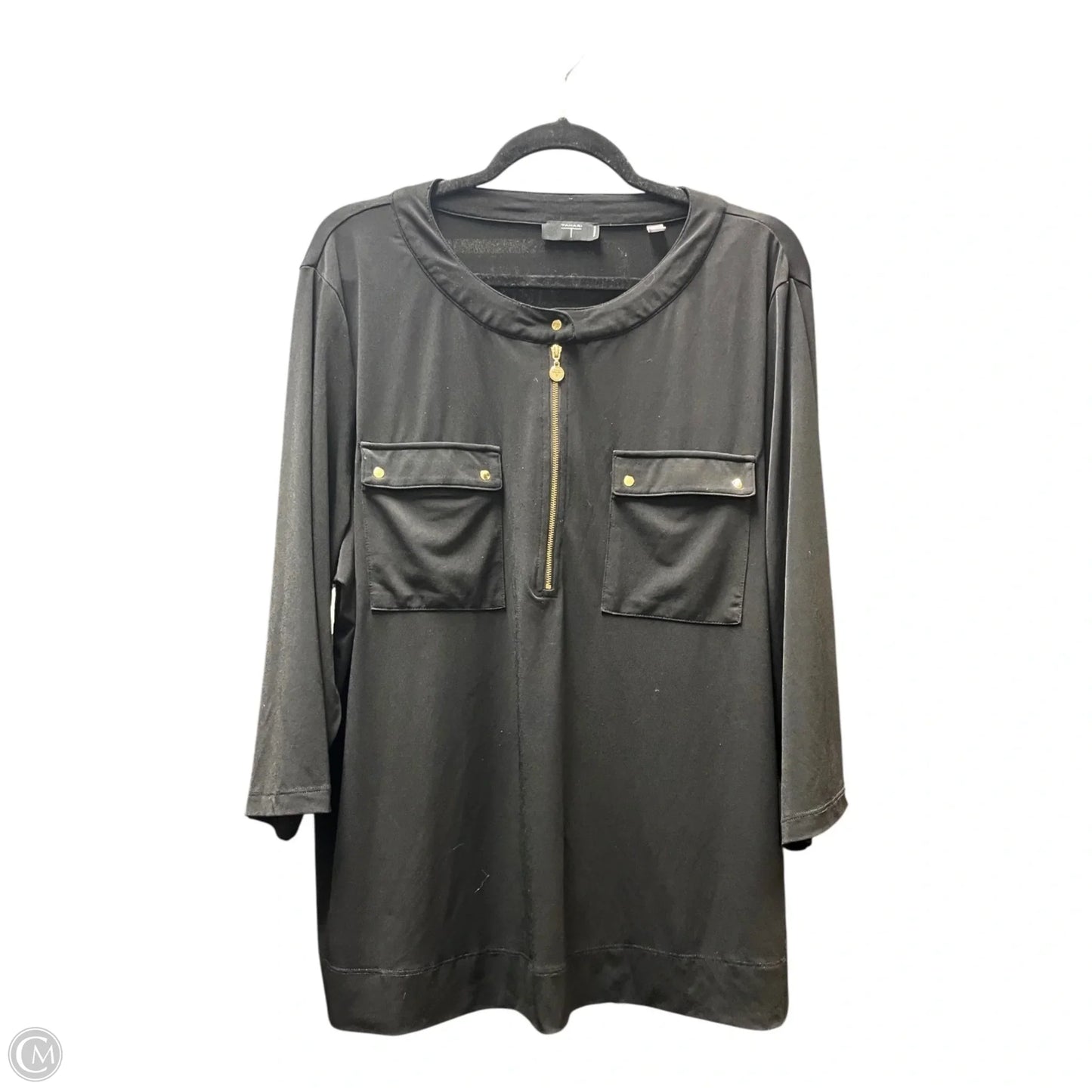 Top Long Sleeve By Tahari In Black, Size: 2x