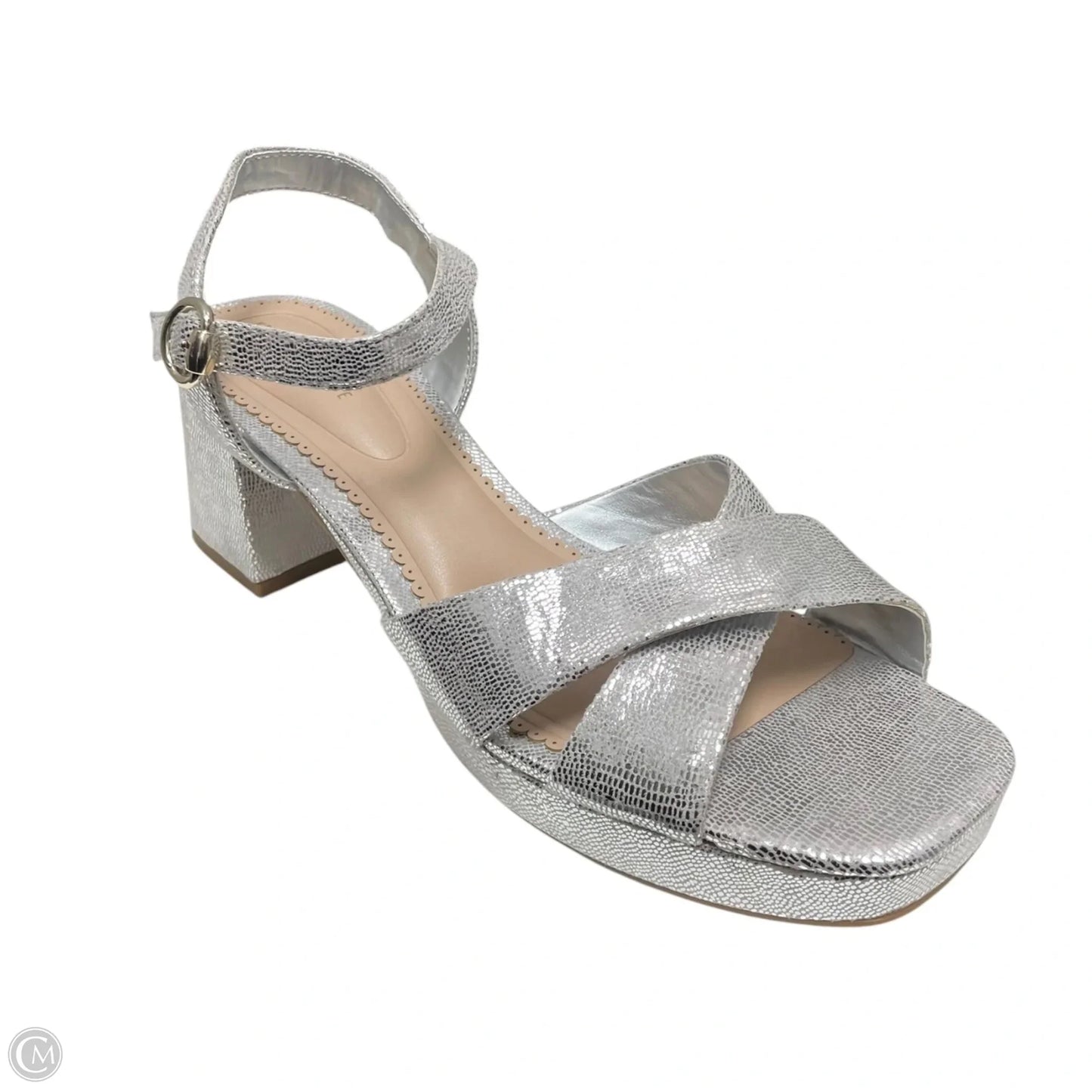 Shoes Heels Block By Kelly And Katie In Silver, Size: 9