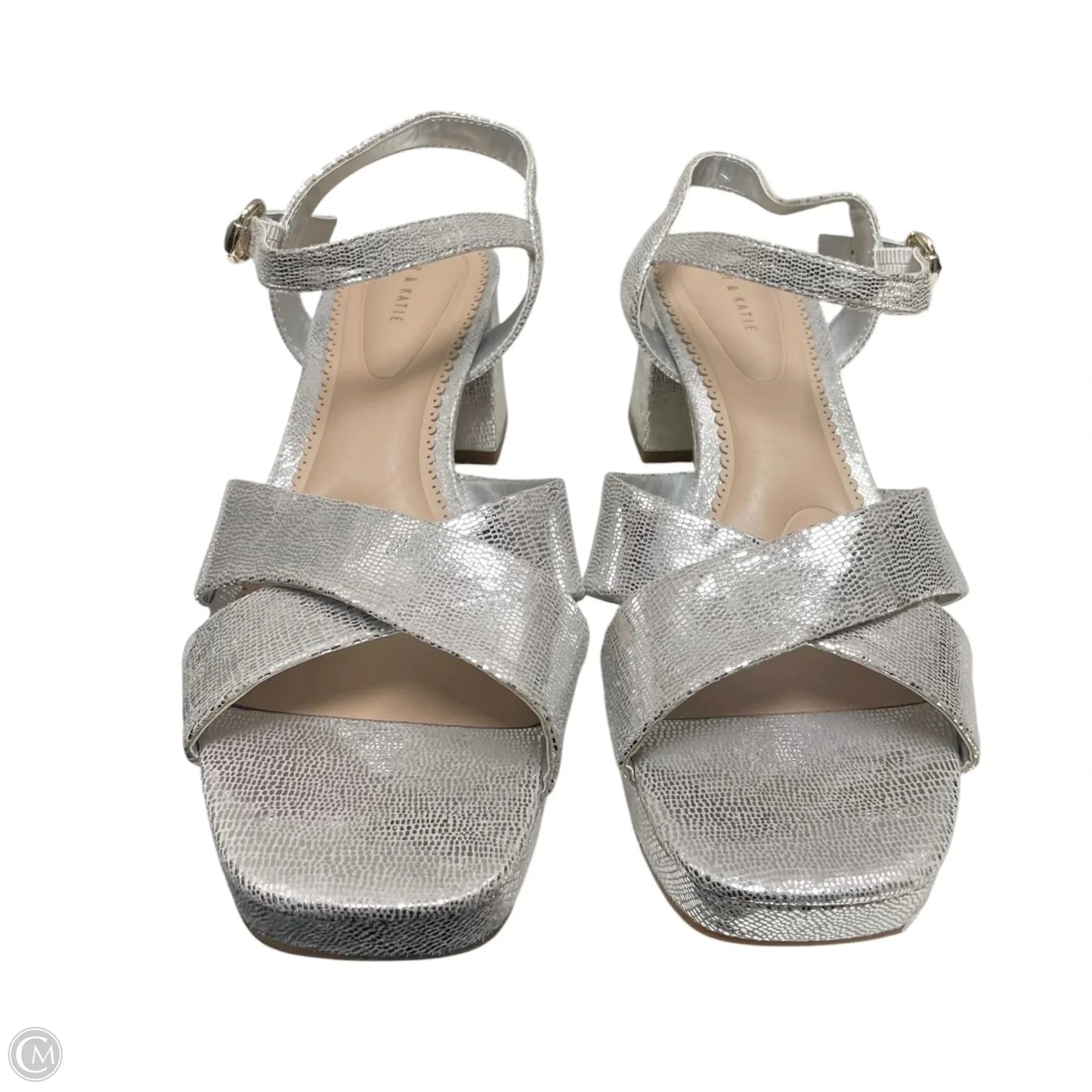 Shoes Heels Block By Kelly And Katie In Silver, Size: 9