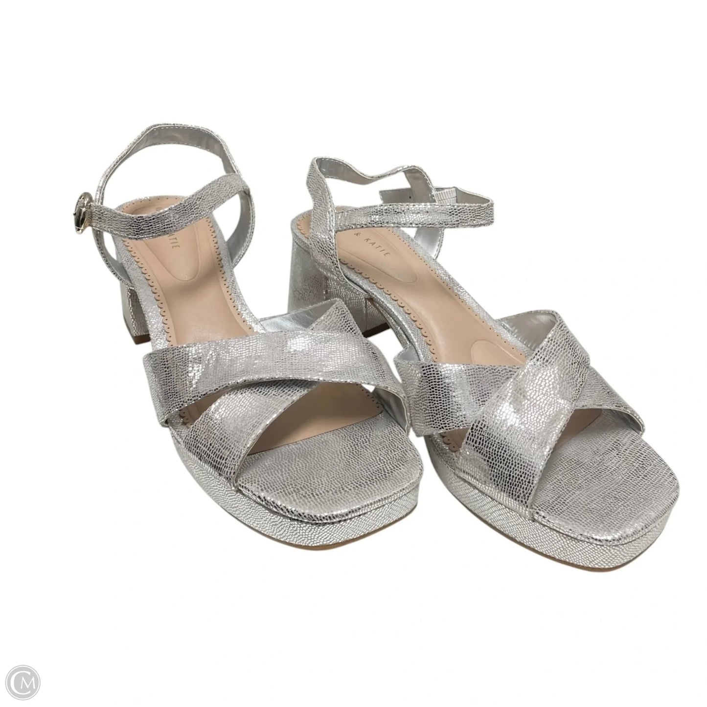 Shoes Heels Block By Kelly And Katie In Silver, Size: 9