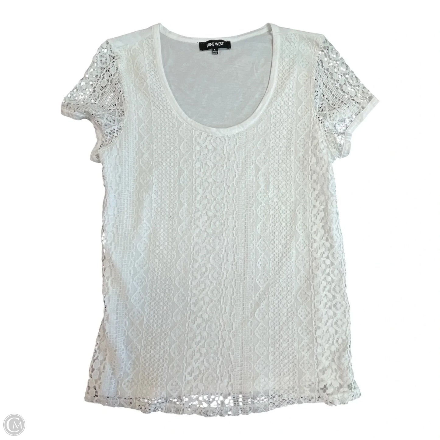Top Short Sleeve By Nine West In White, Size: L