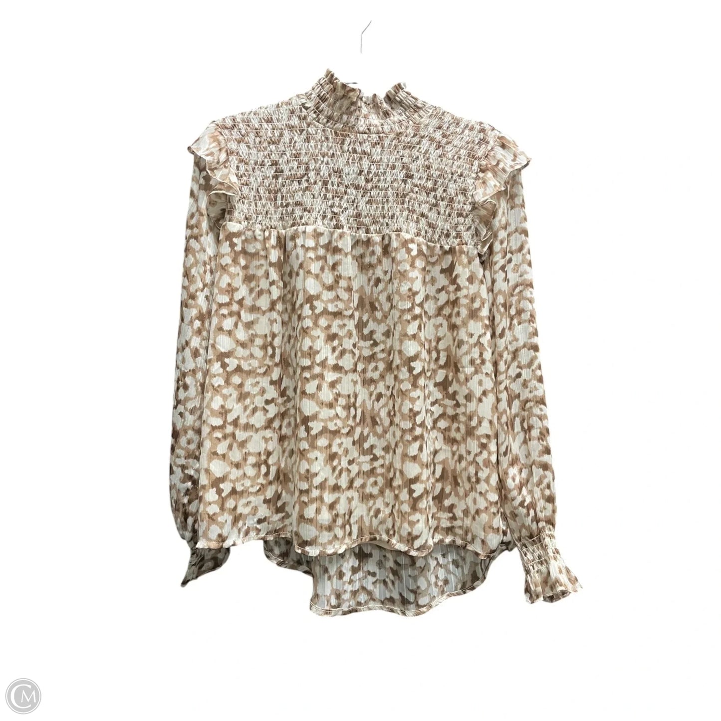 Top Long Sleeve By Thml In Brown & White, Size: S