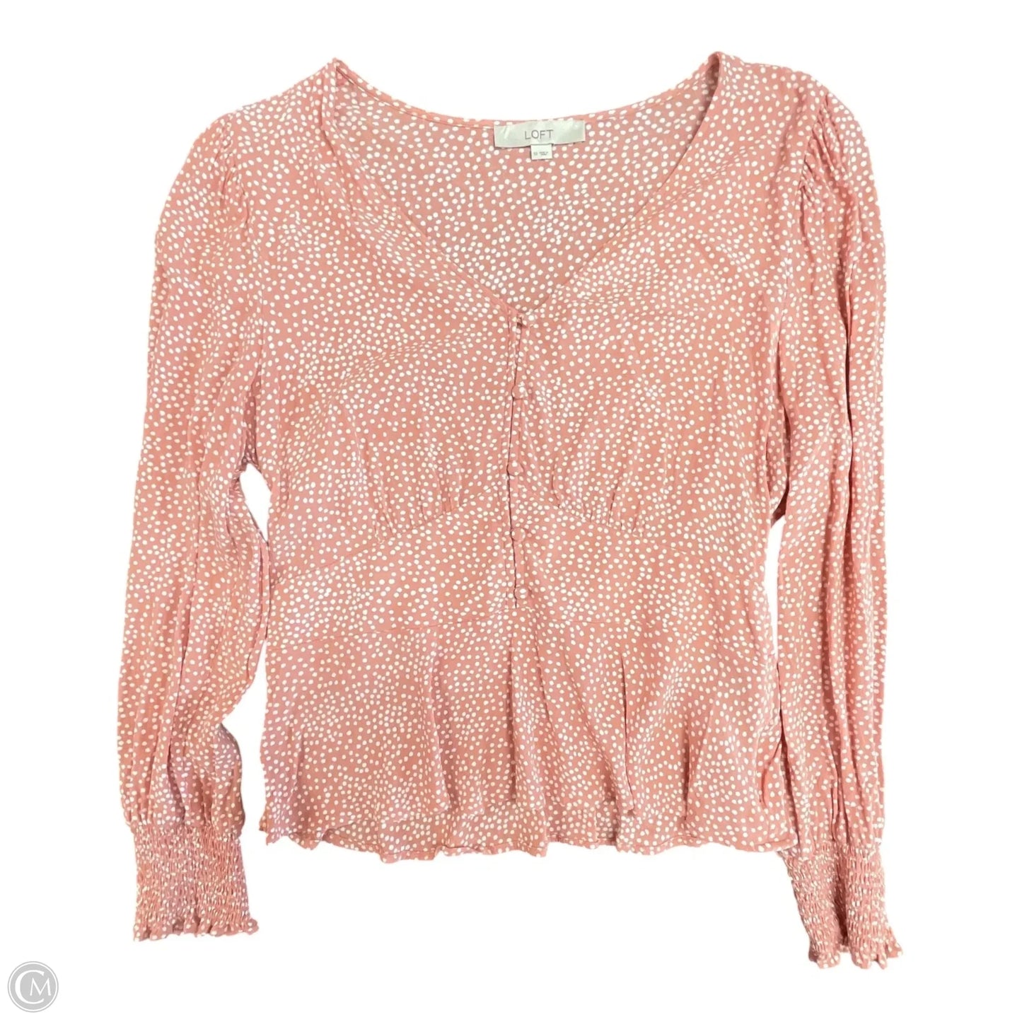 Top Long Sleeve By Loft In Polkadot Pattern, Size: 12