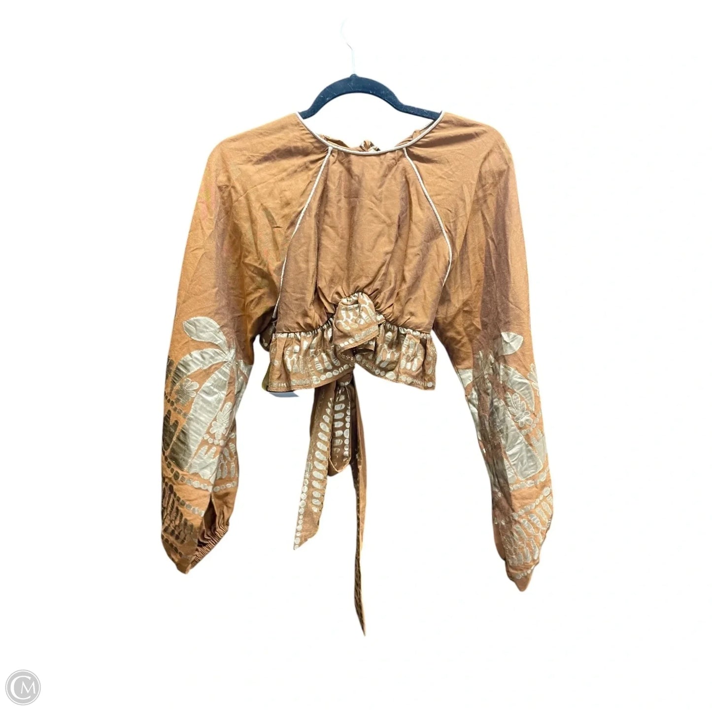 Top Long Sleeve By LACE In Brown & Gold, Size: S