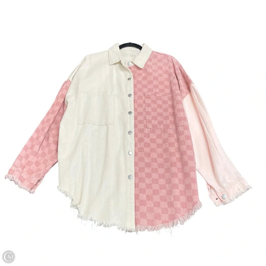 Jacket Denim By Pol In Pink & White, Size: M