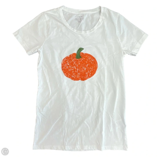 Top Short Sleeve Basic By J. Crew In Orange & White, Size: Xxs