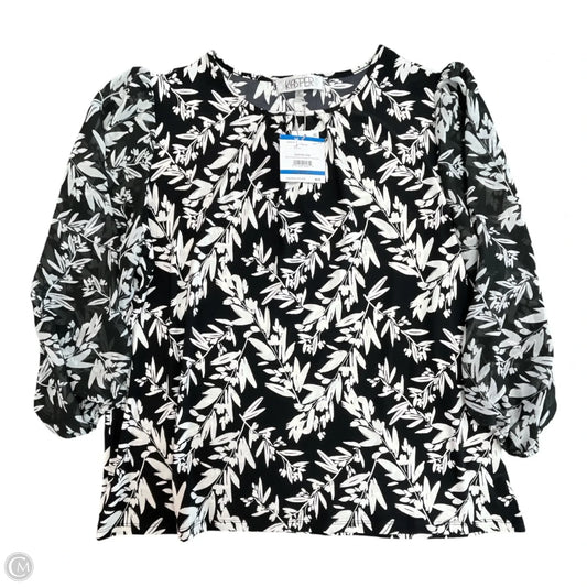 Top Long Sleeve By Kasper In Black & White, Size: Xl