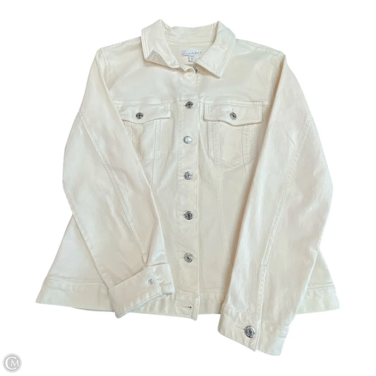 Jacket Denim By Loft In Cream, Size: M