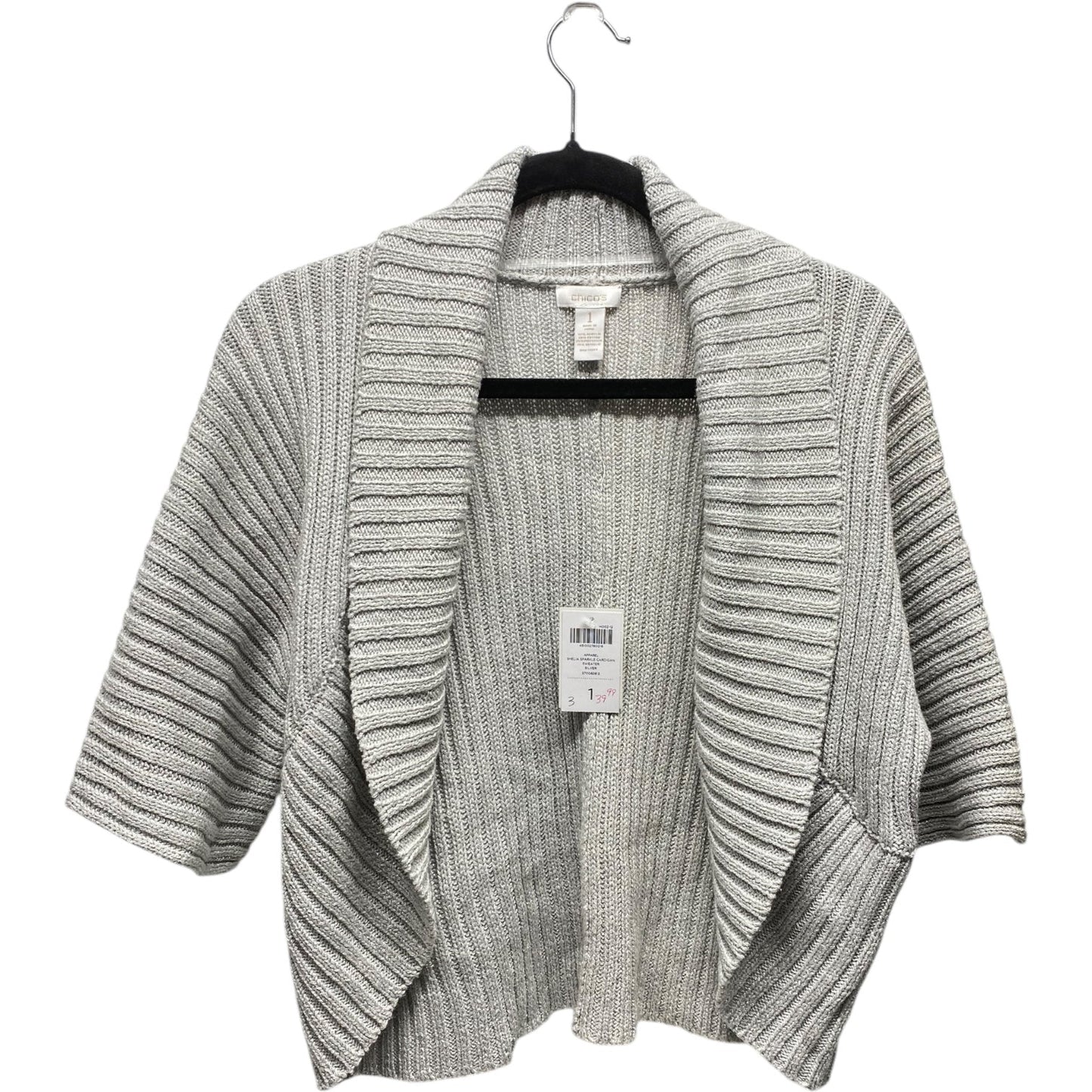 Sweater Cardigan By Chicos In Grey, Size: M