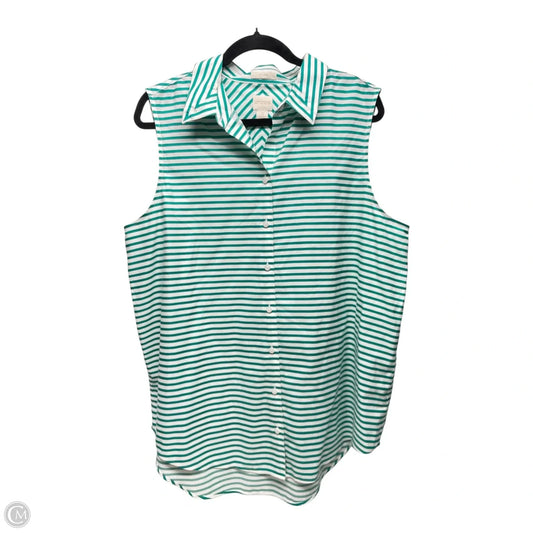 Top Sleeveless By Chicos In Green & White, Size: Xl