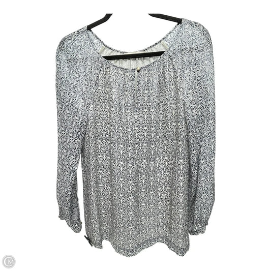 Top Long Sleeve Designer By Tory Burch In Blue & White, Size: 8