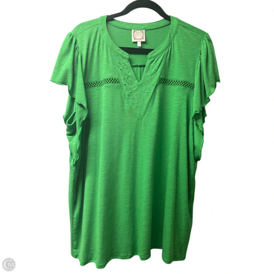 Top Short Sleeve By truself -  In Green, Size: 2x