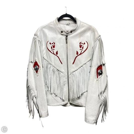 Jacket Leather By Cmb In White, Size: L
