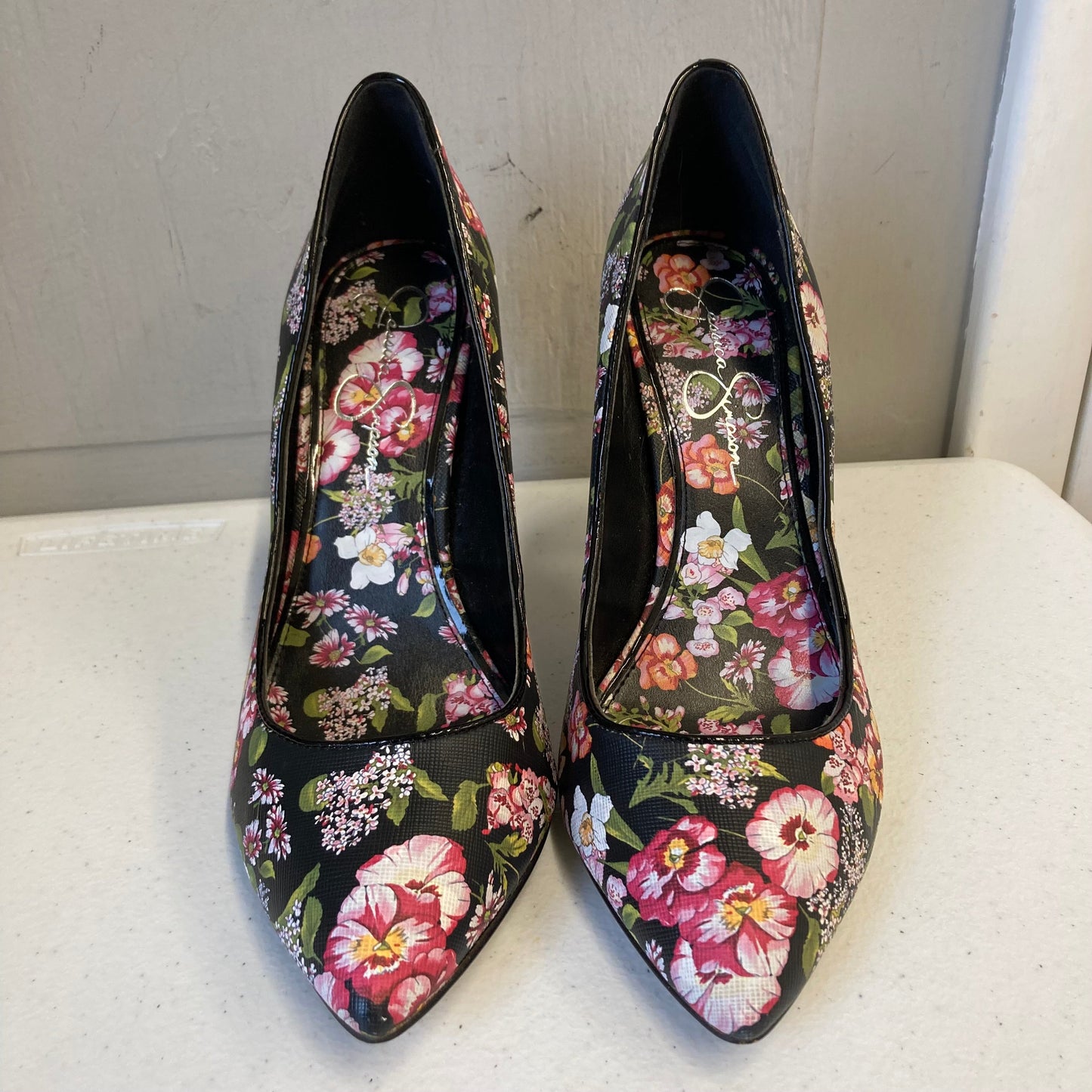 Shoes Heels Stiletto By Jessica Simpson In Floral Print, Size:8.5
