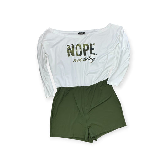 Romper By Chicme In Green & White, Size:Xl