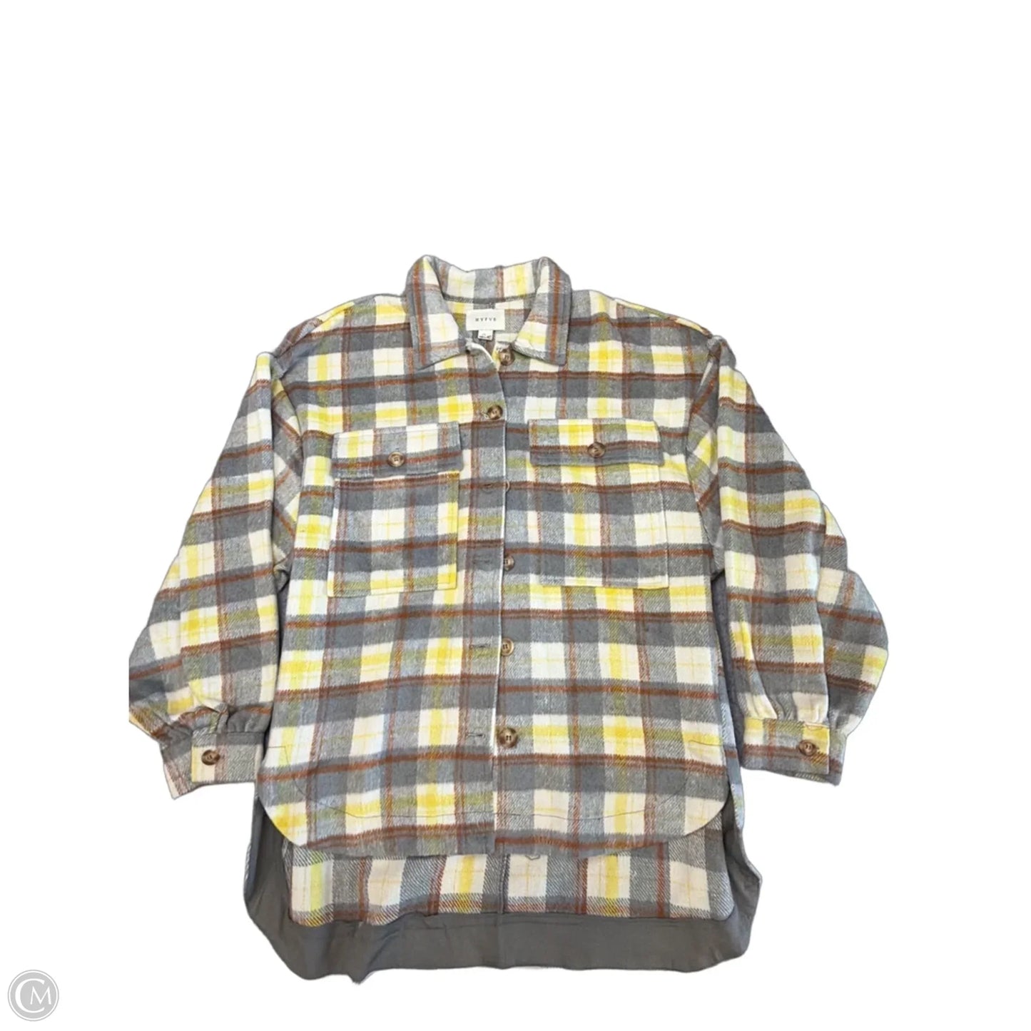 Jacket Shirt By Hyfve In Plaid Pattern, Size: L