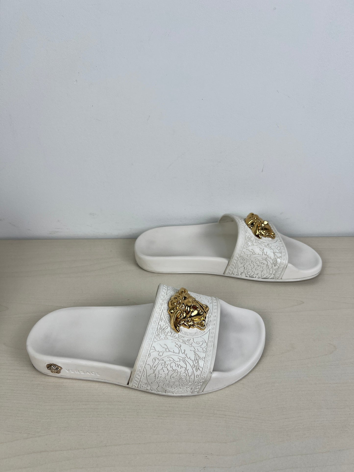 White Sandals Luxury Designer Versace, Size 6