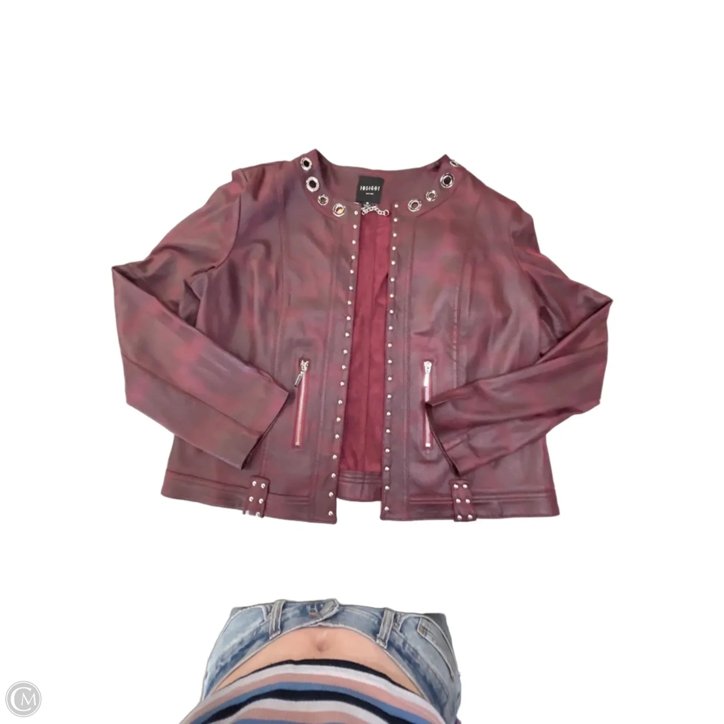 Jacket Moto By Clothes Mentor In Purple, Size: Xl