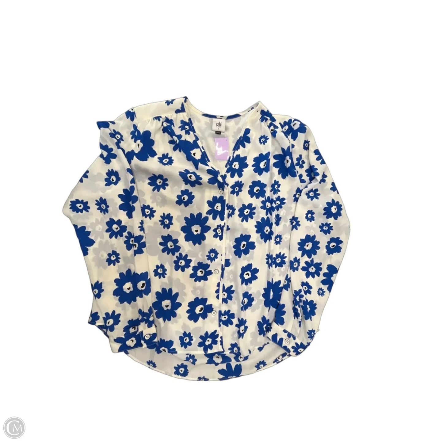 Blouse Long Sleeve By Cabi In Floral Print, Size: L